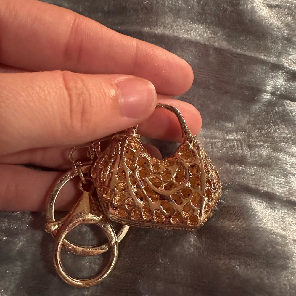 Purse Charm Keychain Accessory Moveable Handle Rhinestone NEW - Picture 2 of 3